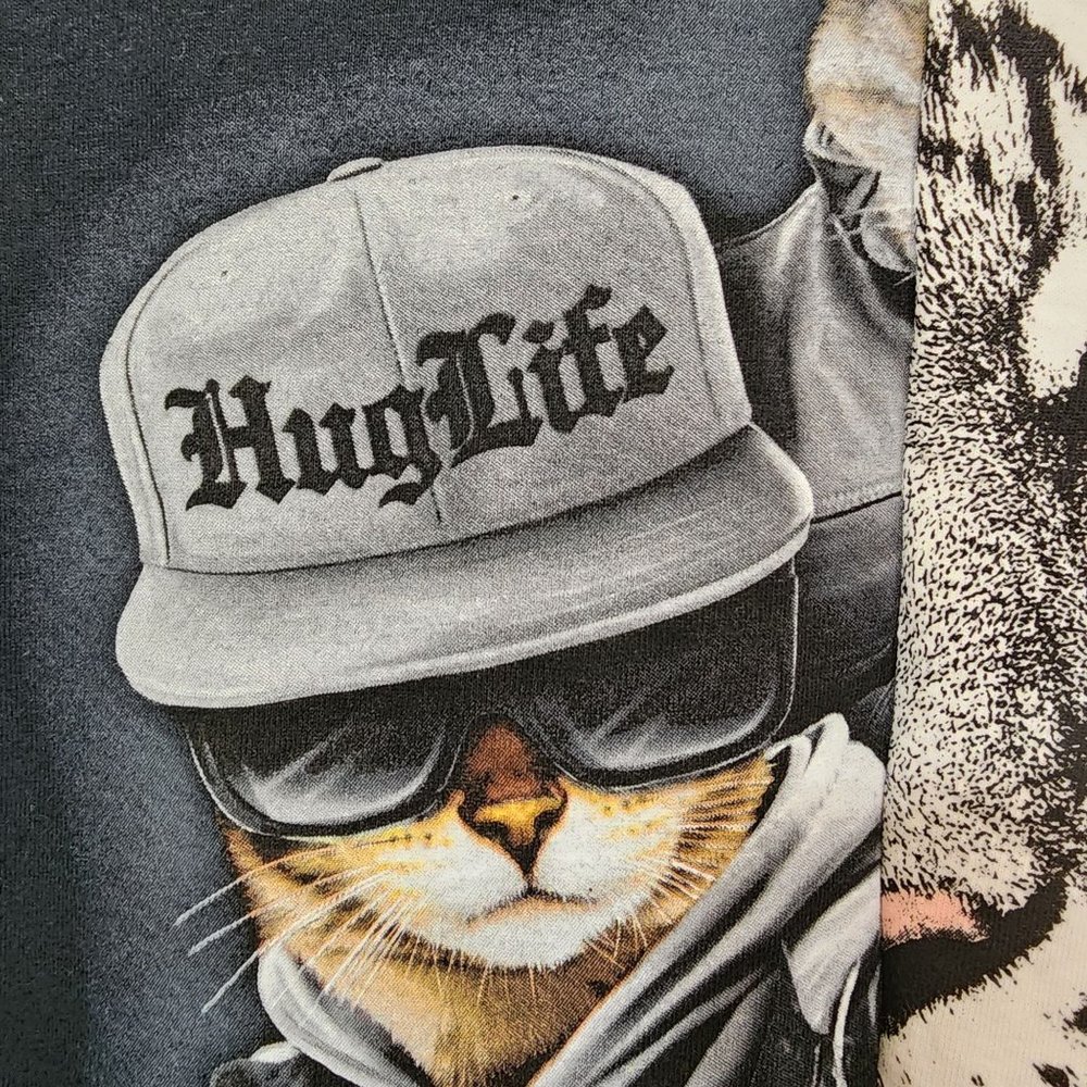 Upcycled NWOT tiger / hug life cat half and half graphic t-shirt men's‎ size XL - Picture 6 of 7